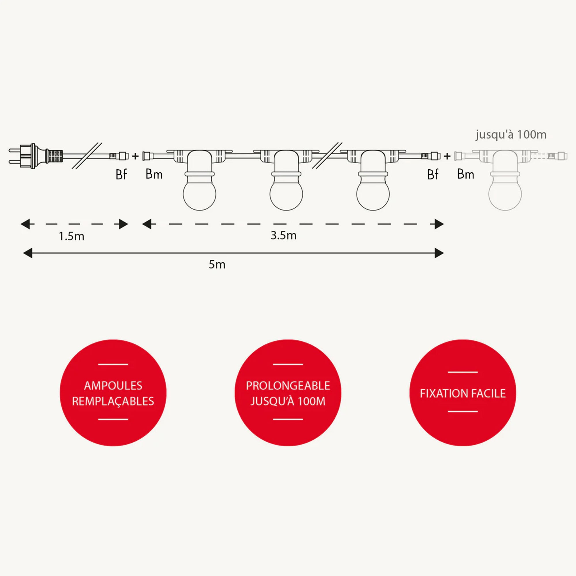 Guirlande guinguette Festival 3,5m